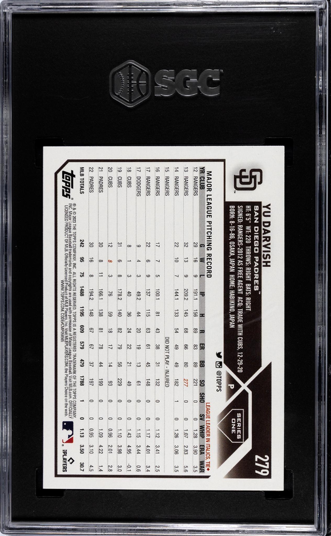 2023 Topps Yu Darvish #279 SGC 9