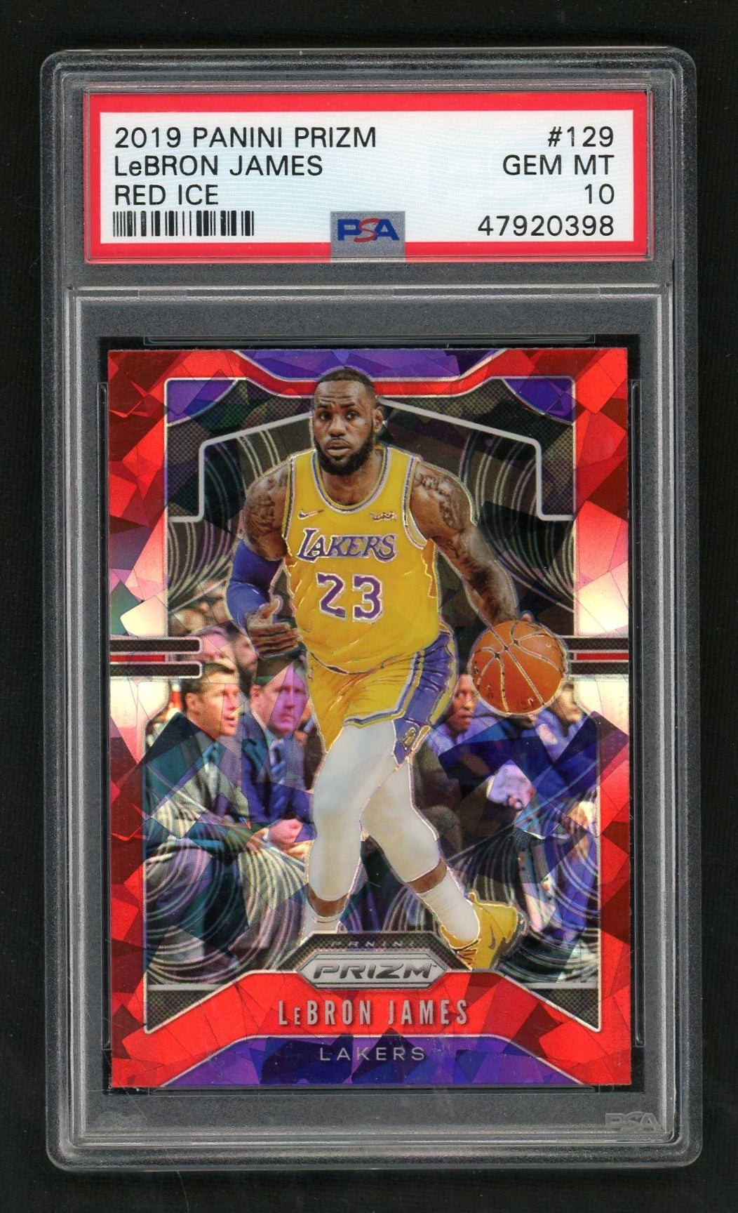 2019 Panini Prizm Red Ice Prizm LeBron James #129 PSA 10