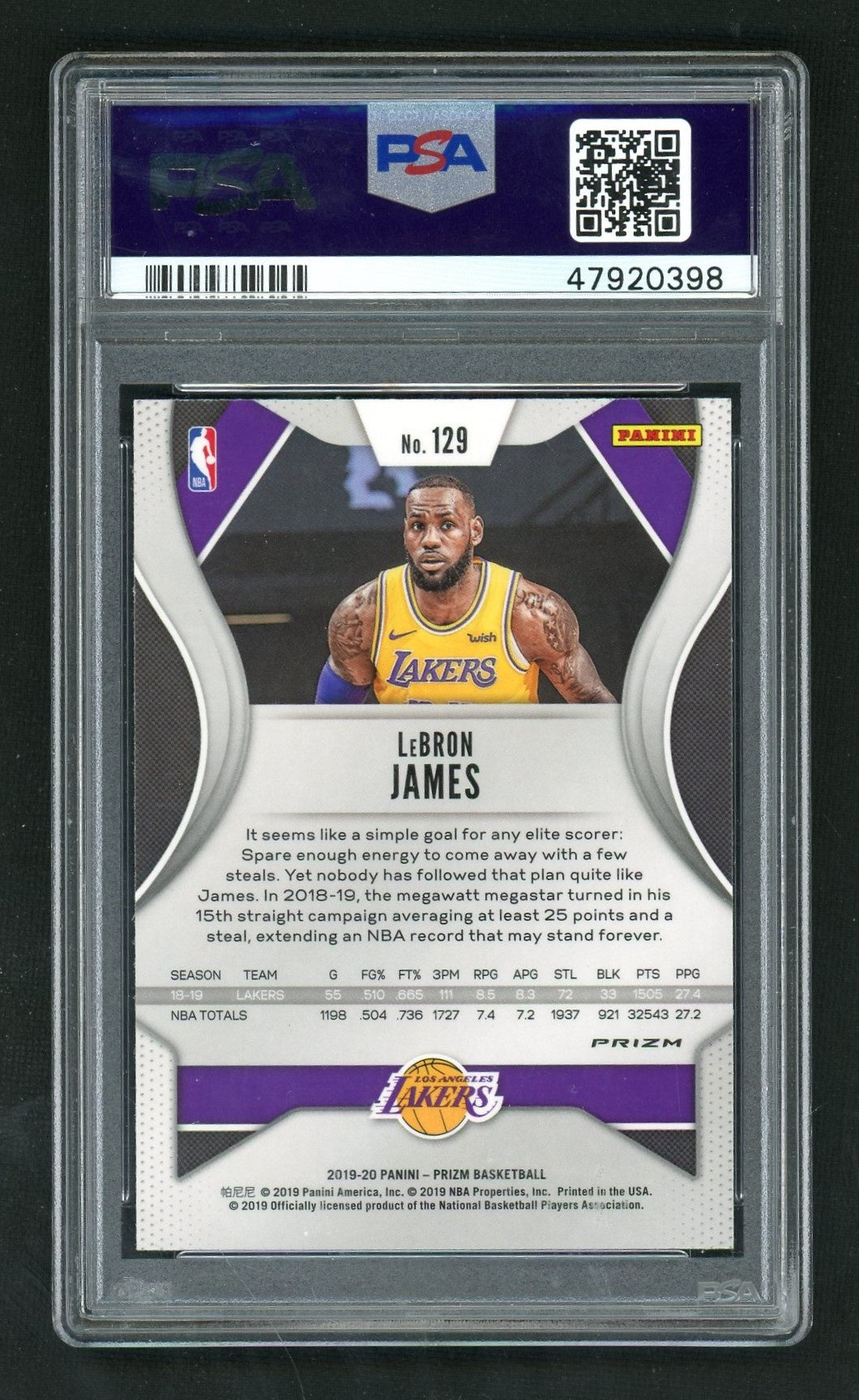 2019 Panini Prizm Red Ice Prizm LeBron James #129 PSA 10