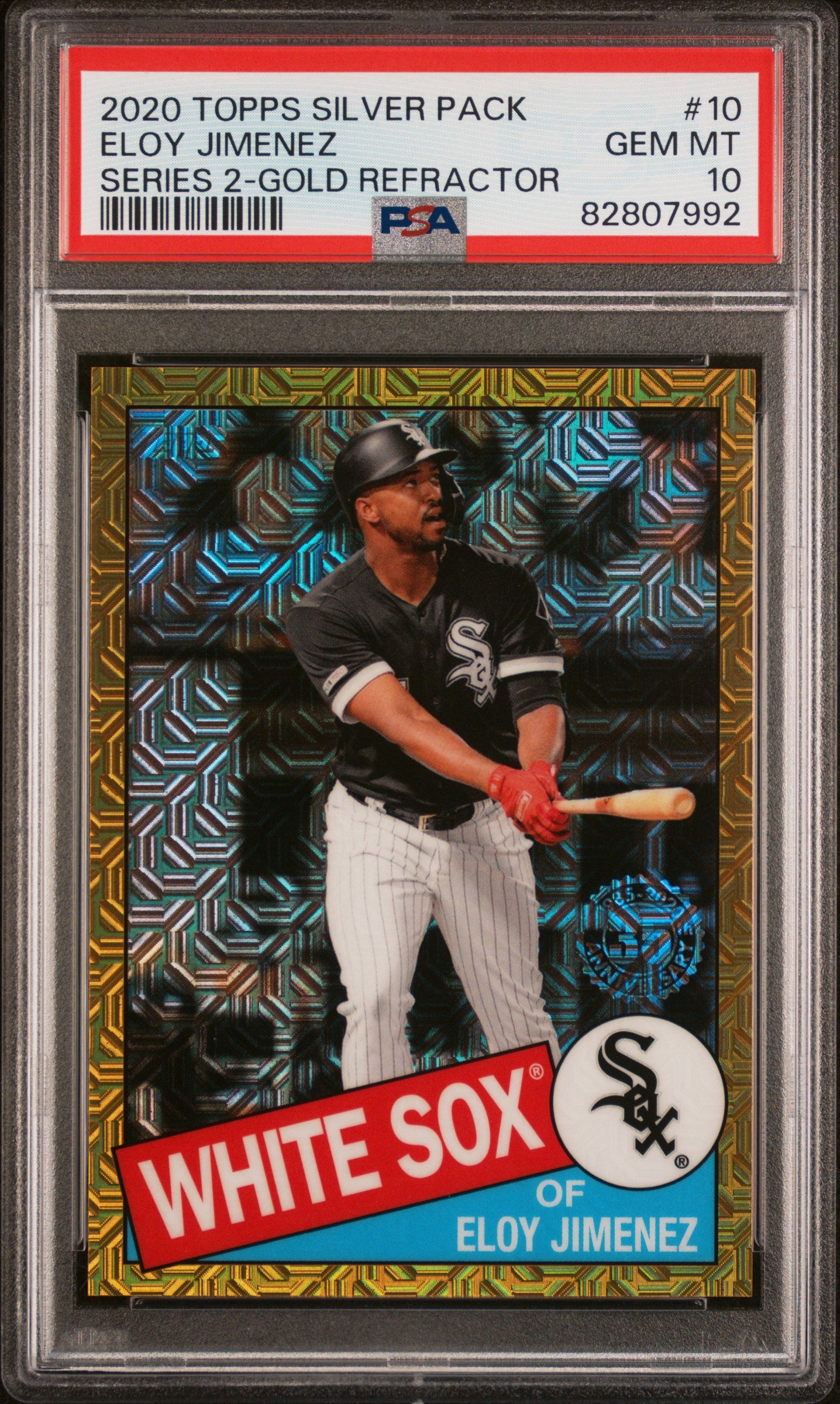 2020 Topps Silver Pack 1985 Chrome Promo #10 Eloy Jimenez Series 2-Gold Refractor PSA 10