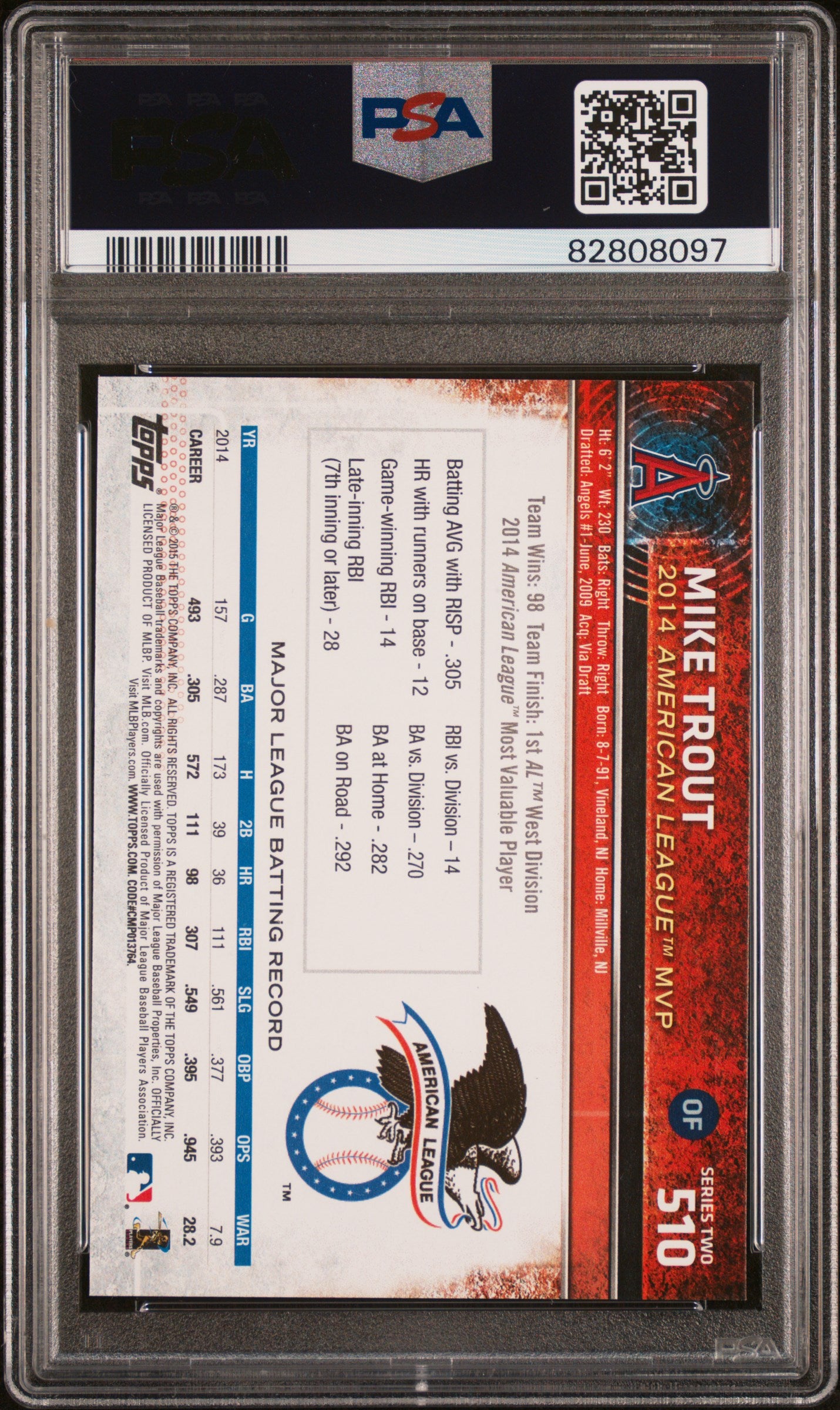 2015 Topps Mike Trout #510 PSA 10