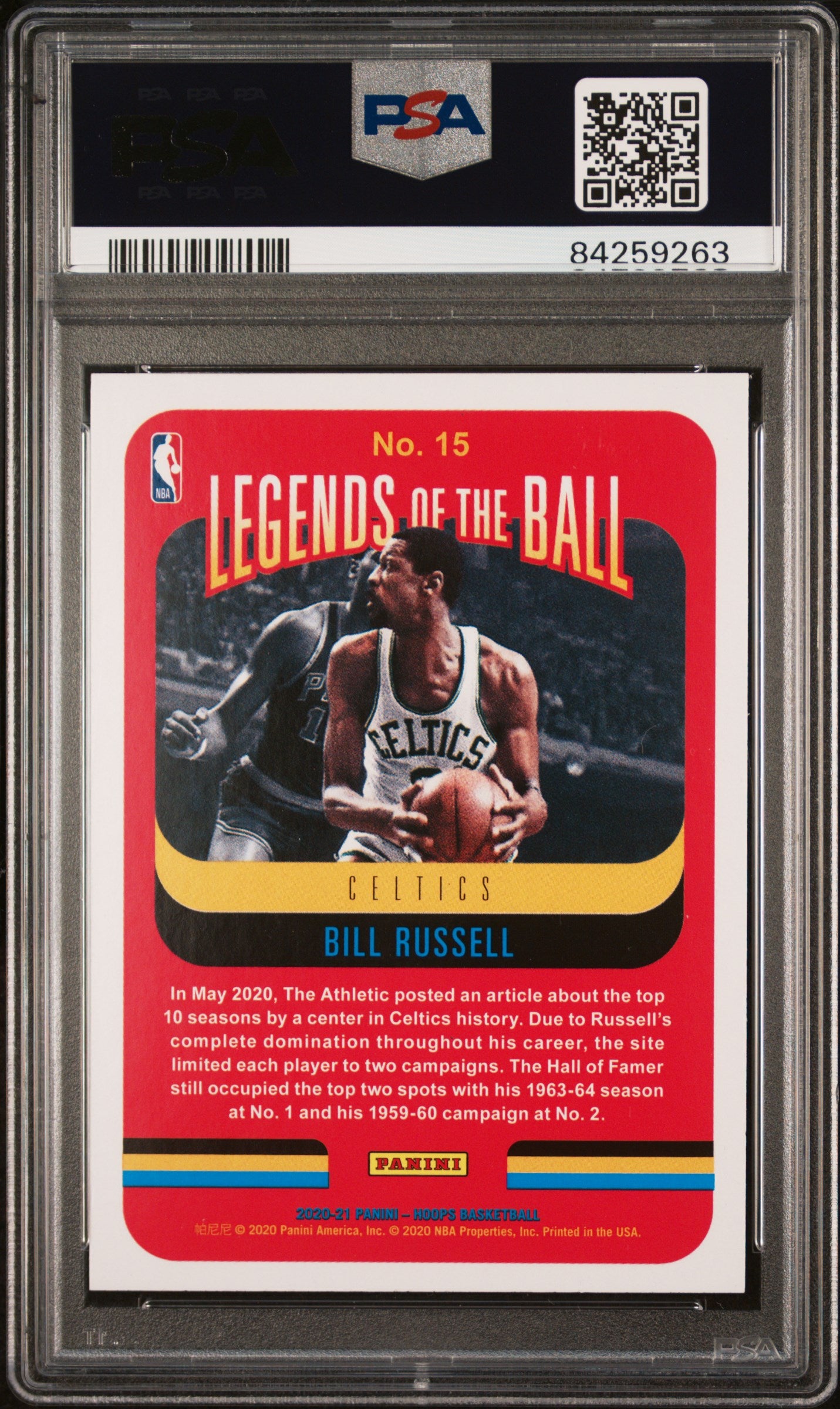 2020 Panini Hoops Legends of the Ball #15 Bill Russell PSA 8