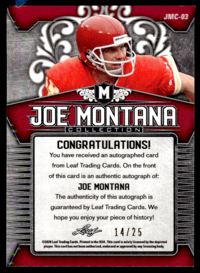 2020 Leaf Metal JM Collection Auto Blue /25 #JMC-03 Joe Montana