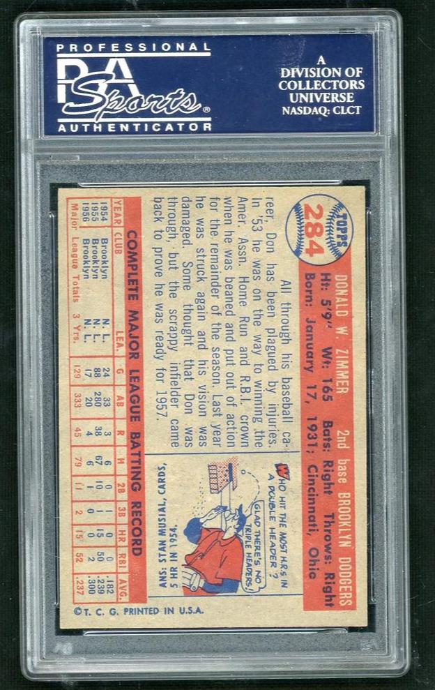 1957 Topps Don Zimmer #284 PSA 6