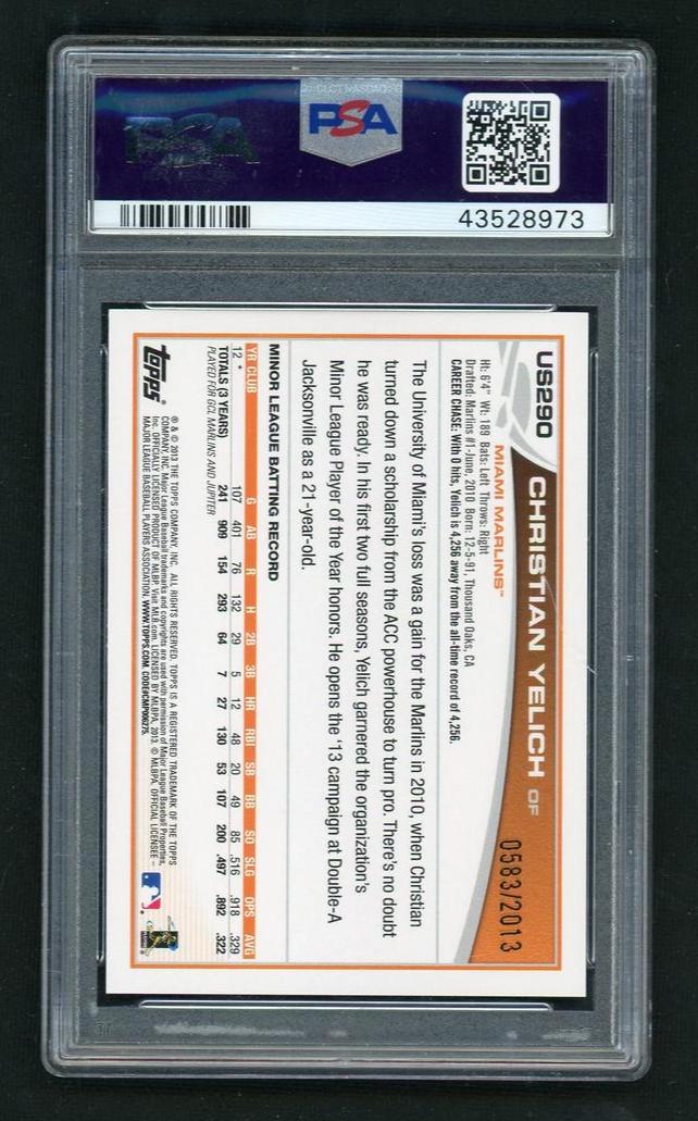 2013 Topps Update Gold Christian Yelich #US290 /2013 PSA 9
