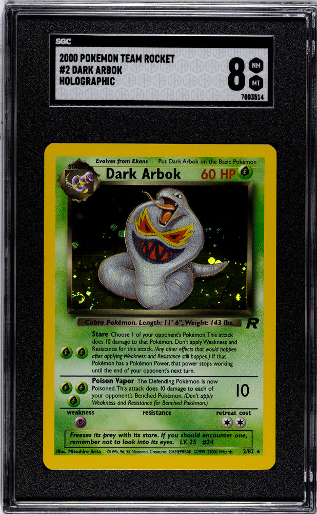 2000 Pokémon Team Rocket Dark Arbok #2 Holo SGC 8
