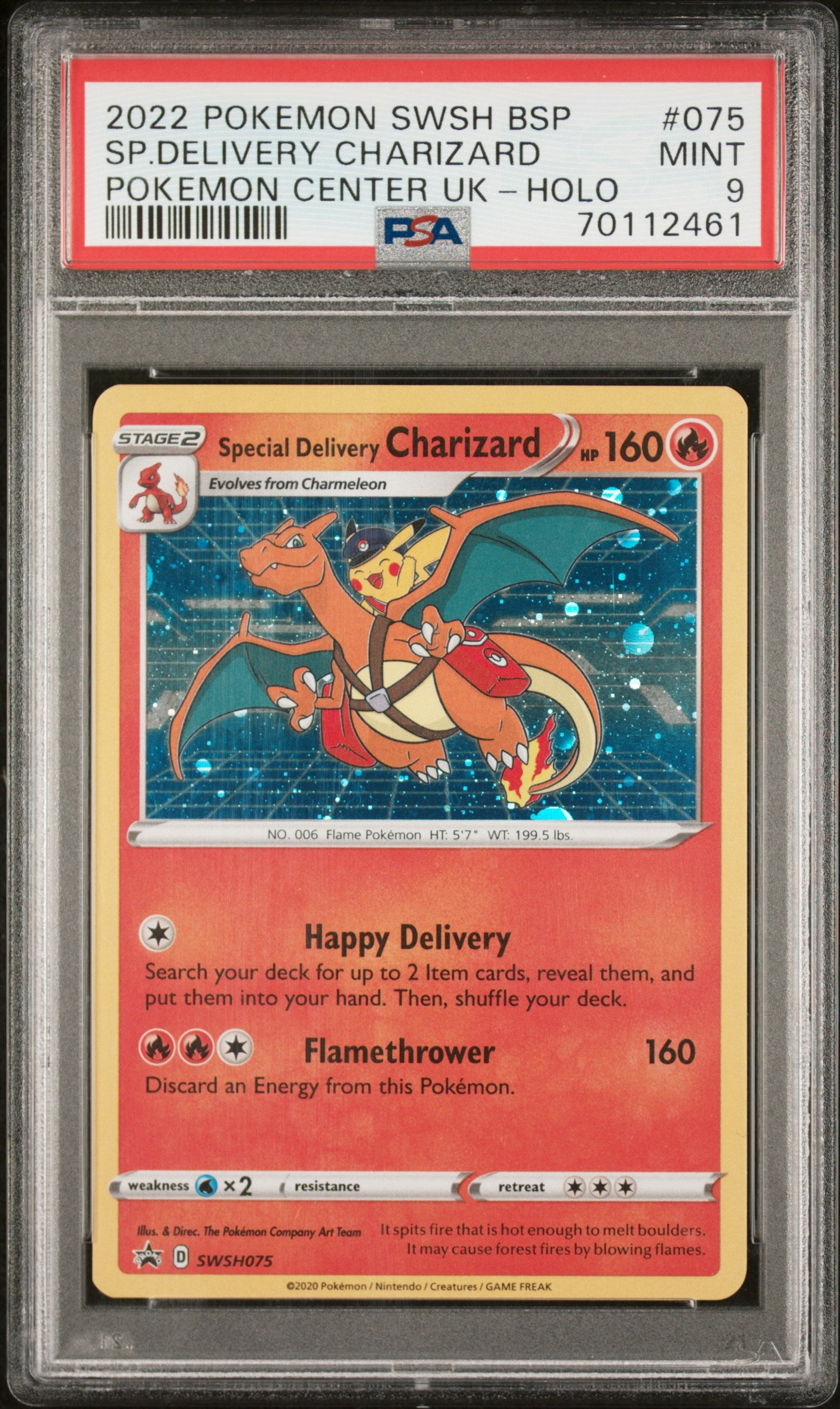 2022 Pokémon SWSH Promo Special Delivery Charizard #SWSH075 Holo PSA 9
