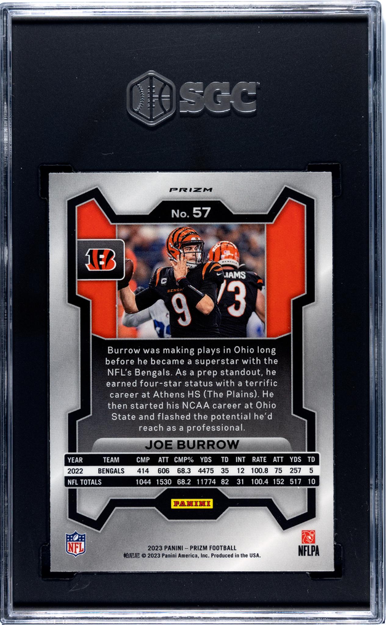 2023 Panini Prizm Red/White/Blue Prizm Joe Burrow #57 SGC 9.5