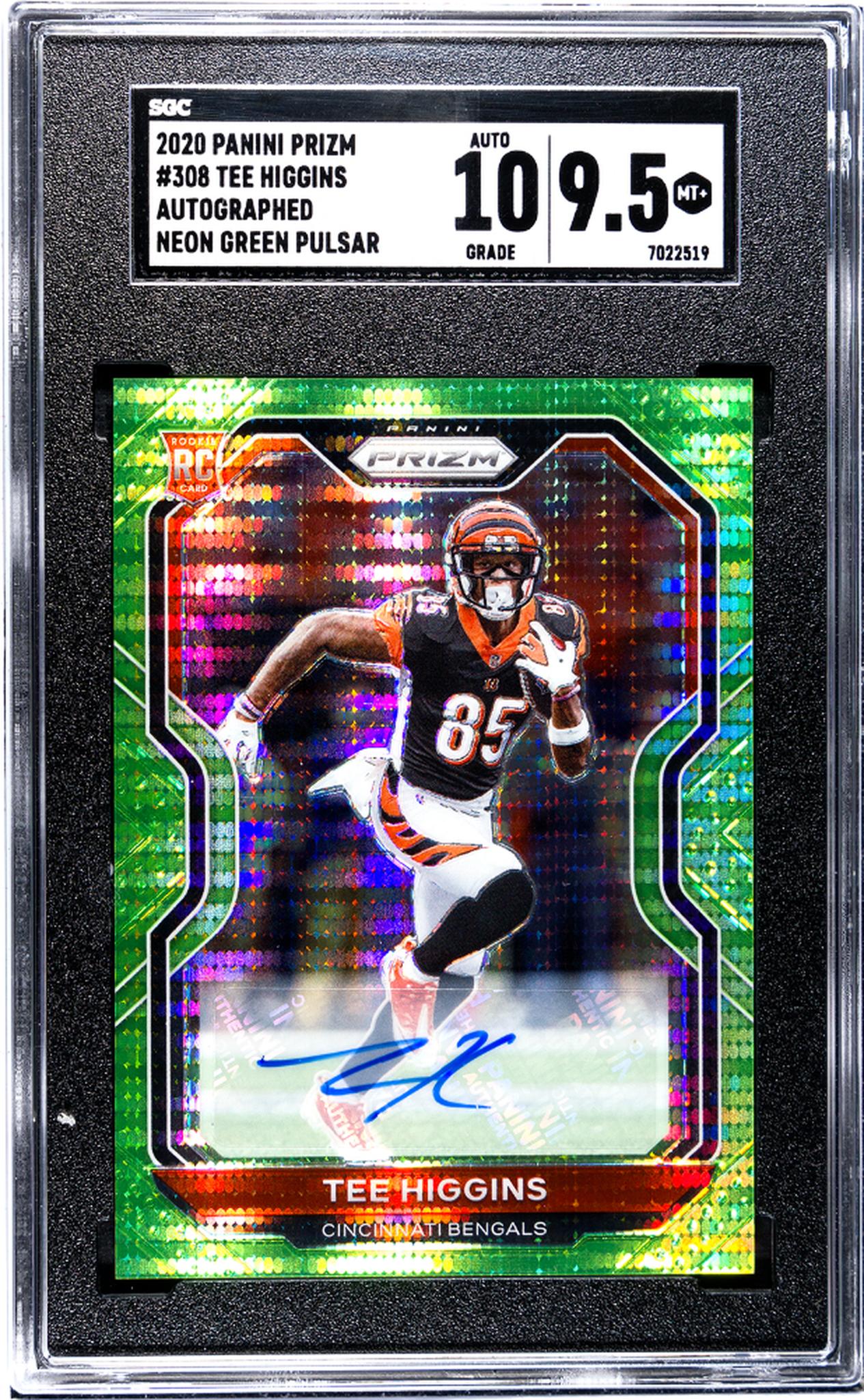 2020 Panini Prizm Neon Green Pulsar Tee Higgins #308 RC Auto SGC 9.5 Auto 10