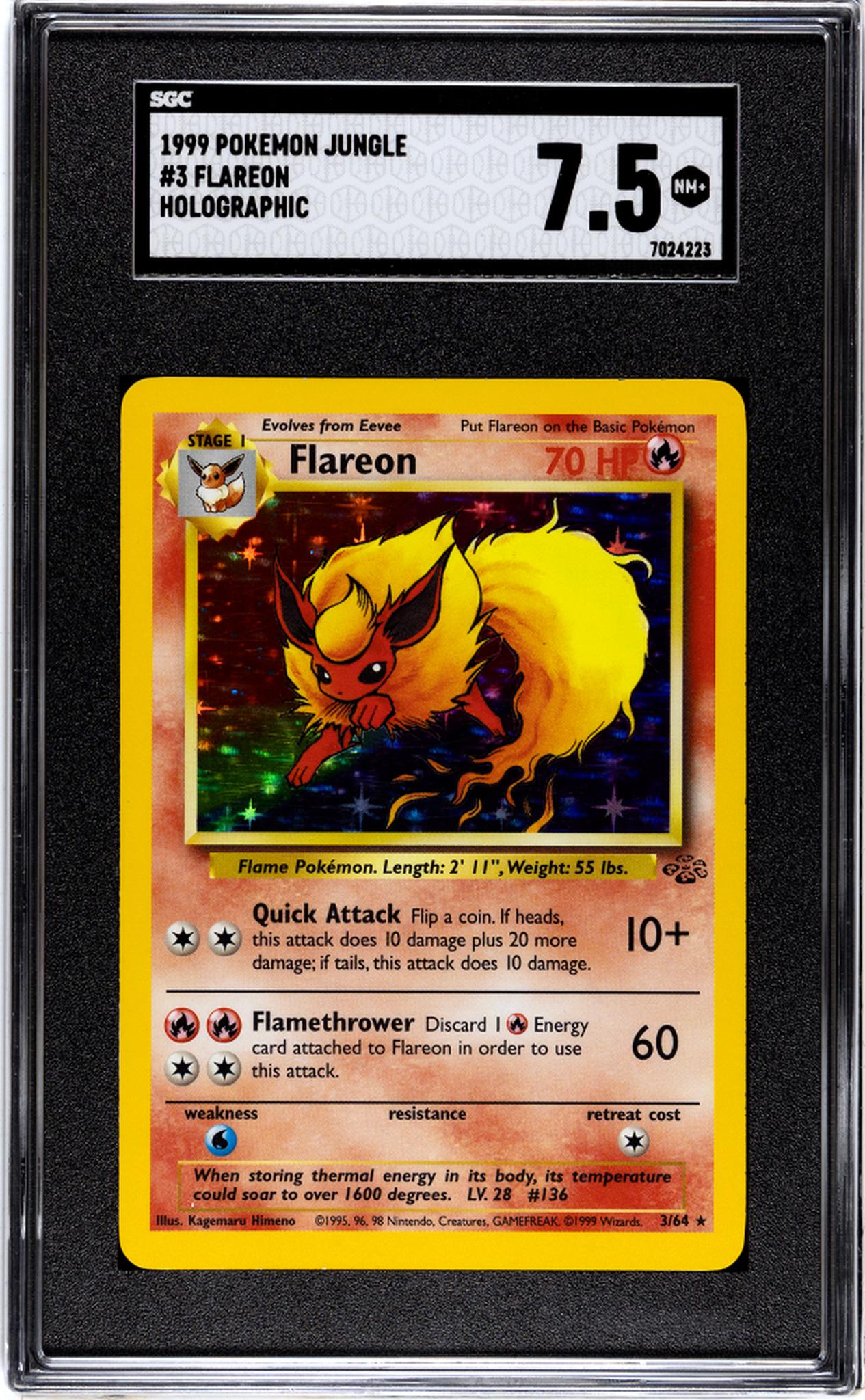 1999 Pokemon #3/64 Flareon Jungle SGC 7.5