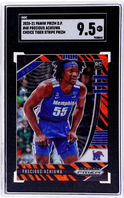 2020-21 Panini Prizm Draft Picks Precious Achiuwa #48 Tiger Stripe Prizm SGC 9.5