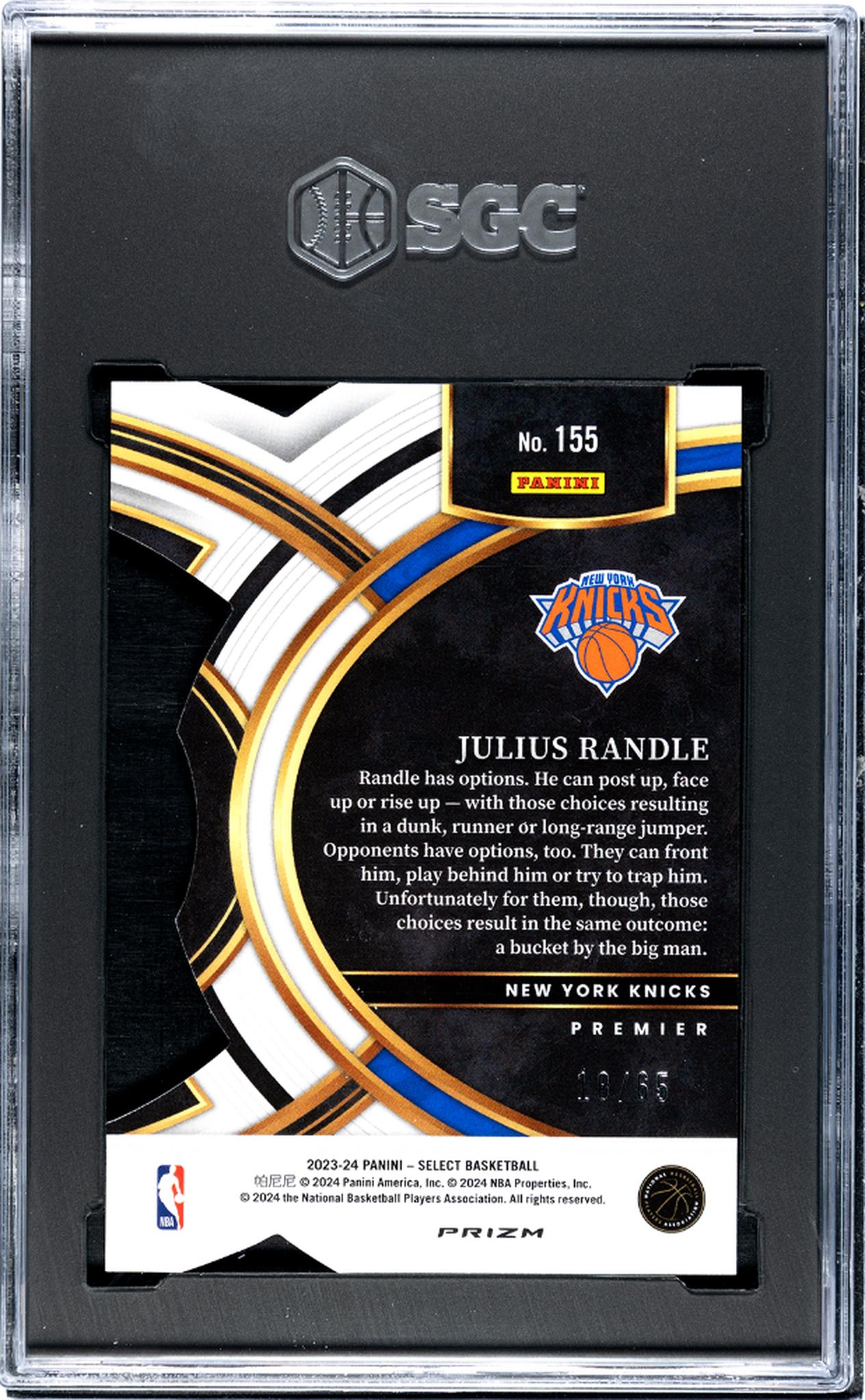 2023 Panini Select #155 Julius Randle Orange /65 SGC 10