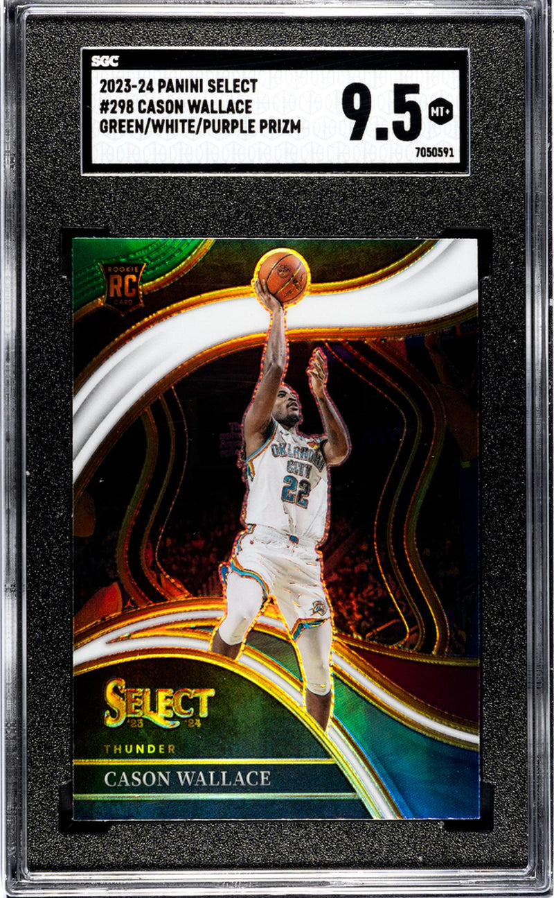 2023-24 Panini Select #298 Cason Wallace Green/White/Purple Prizm SGC 9.5