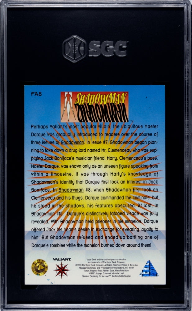1993 Valiant First Appearance Master Darque #FA8 SGC 8