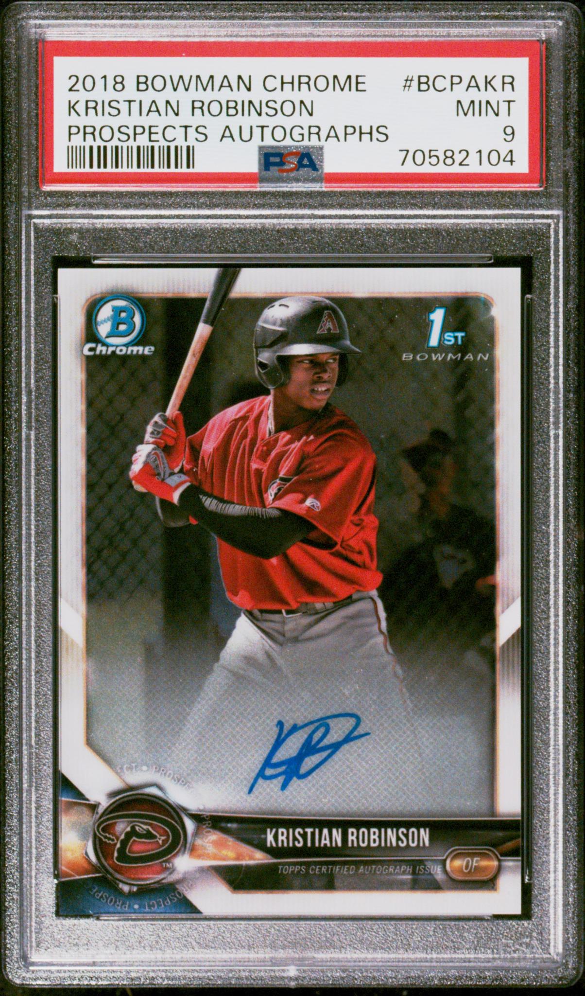 2018 Bowman Chrome #BCPAKR Kristian Robinson Prospect Autograph PSA 9