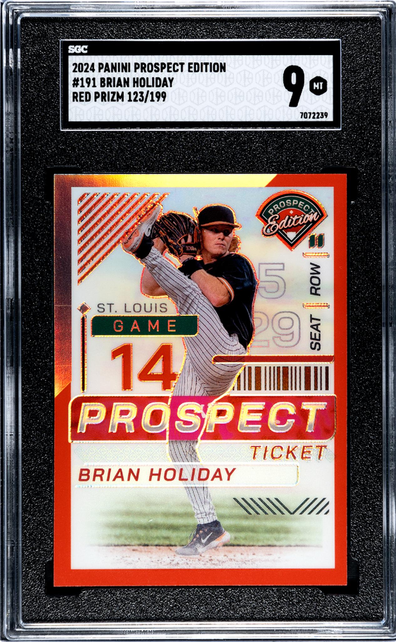 2024 Panini Prospect Edition Red Prizm Brian Holiday #191 /199 SGC 9