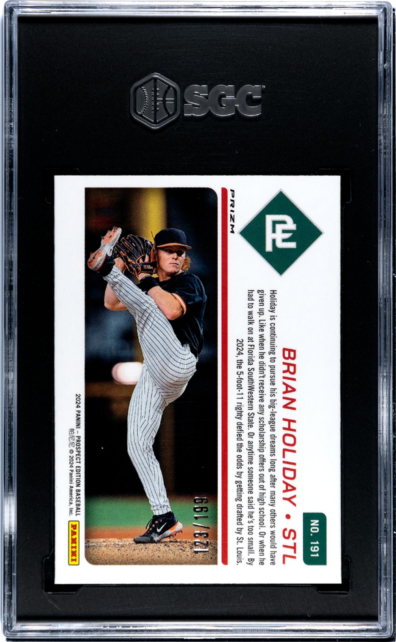 2024 Panini Prospect Edition Red Prizm Brian Holiday #191 /199 SGC 9