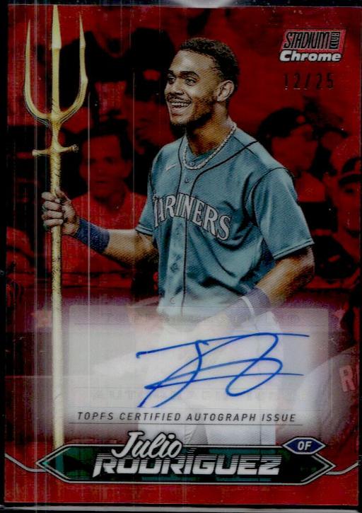 2024 Topps Stadium Club Red Chrome Julio Rodriguez Auto /25 