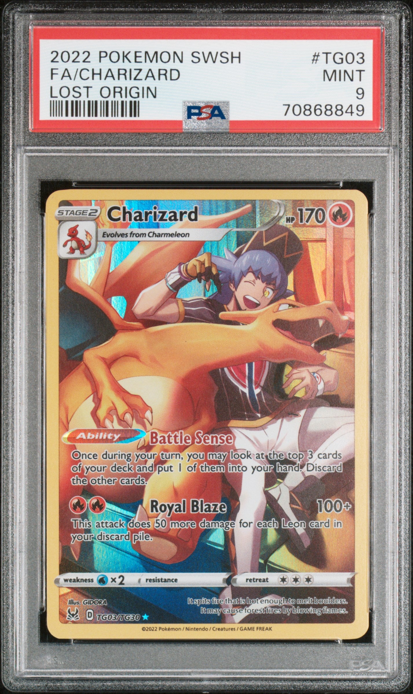 2022 Pokemon Sword and Shield Lost Origin Charizard #TG03 PSA 9