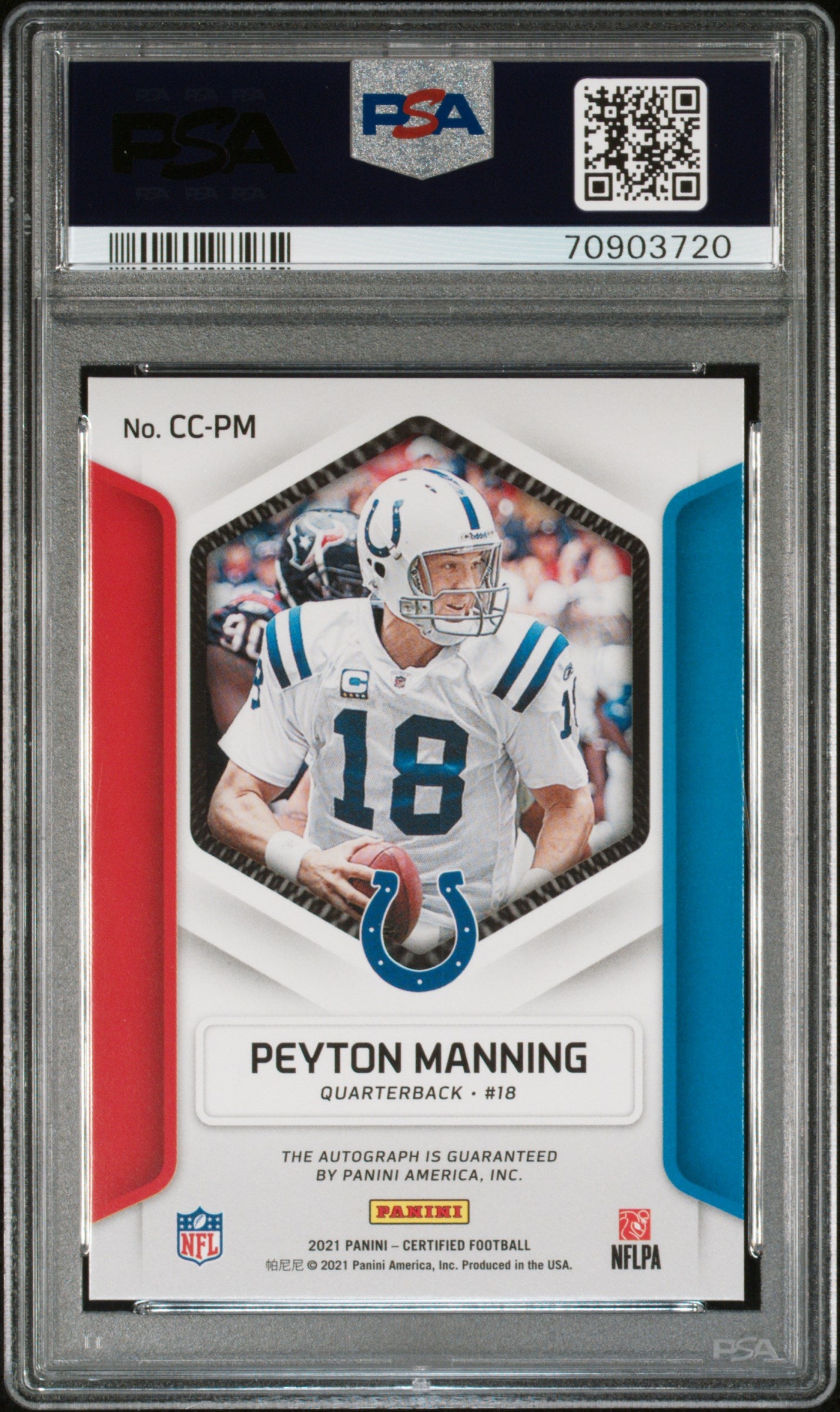 2021 Panini Certified Canton Certified Signatures Gold Peyton Manning #CC-PM /10 PSA 9