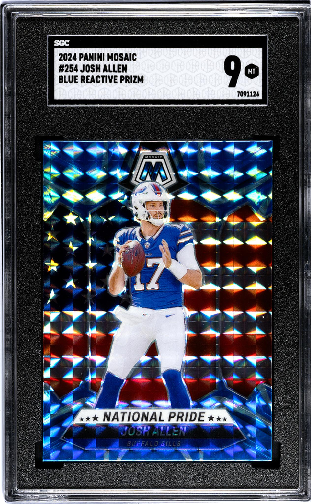 2024 Panini Mosaic #254 Josh Allen Blue Reactive Prizm SGC 9
