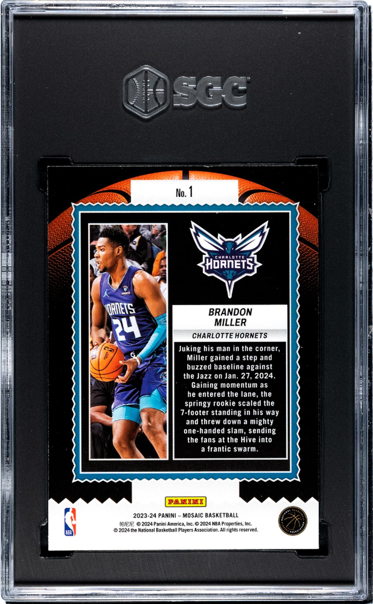 2023 Mosaic #1 Brandon Miller Jam Masters SGC 9.5