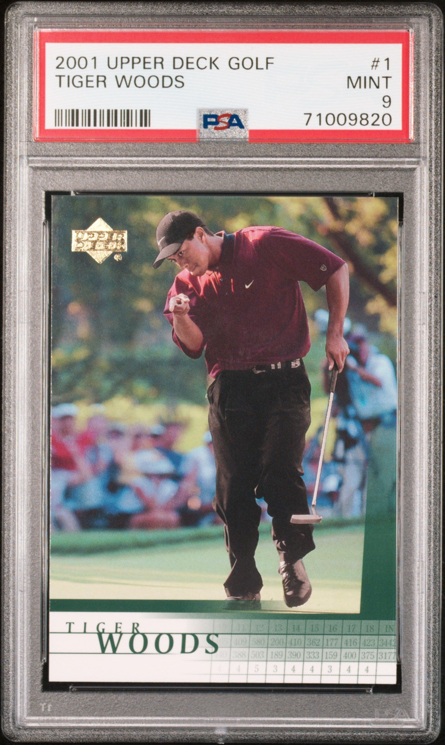 2001 Upper Deck Golf Tiger Woods #1 PSA 9