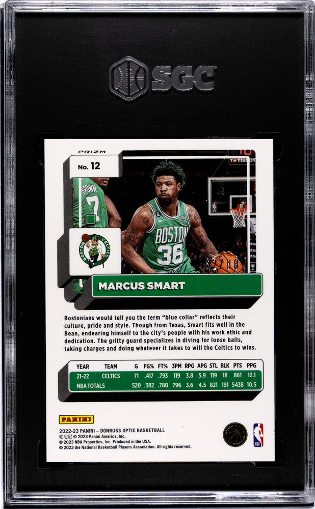 2022-23 Donruss Optic #12 Marcus Smart Choice Red Prizm 62/88 SGC 9.5