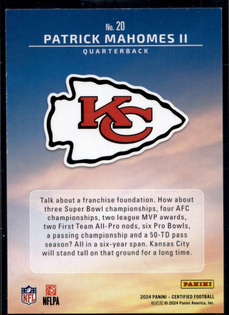 2024 Panini Certified Patrick Mahomes II Franchise Foundations /199 