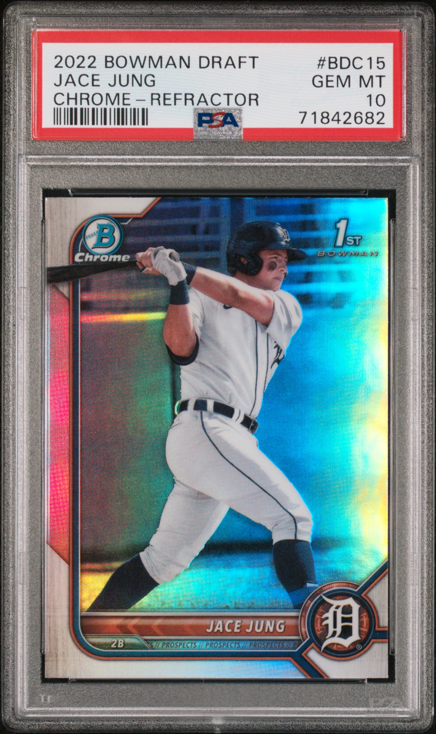 2022 Bowman Chrome #BDC-15 Jace Jung Refractor PSA 10