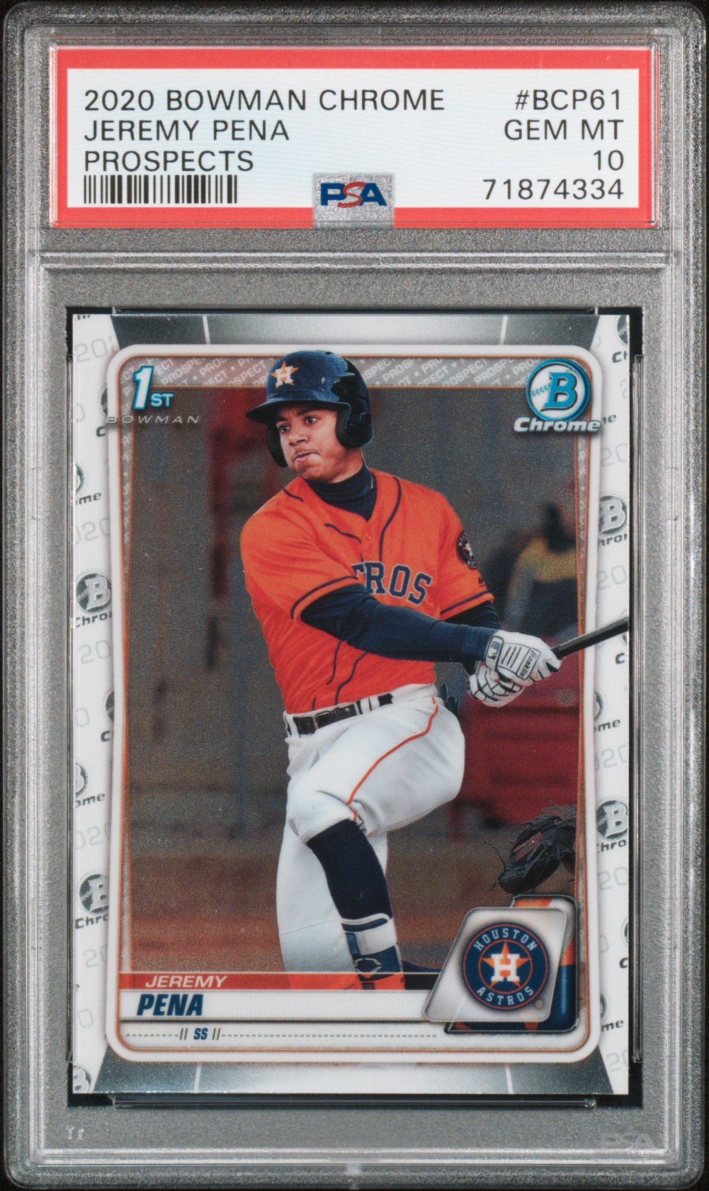 2020 Bowman Chrome #BCP-61 Jeremy Pena Prospects PSA 10