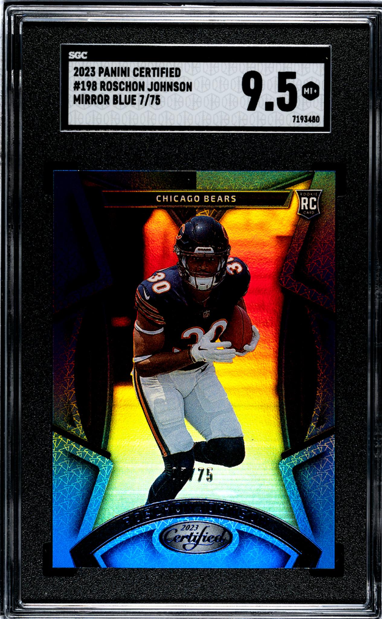 2023 Panini Certified #198 Roschon Johnson Mirror Blue 7/75 SGC 9.5