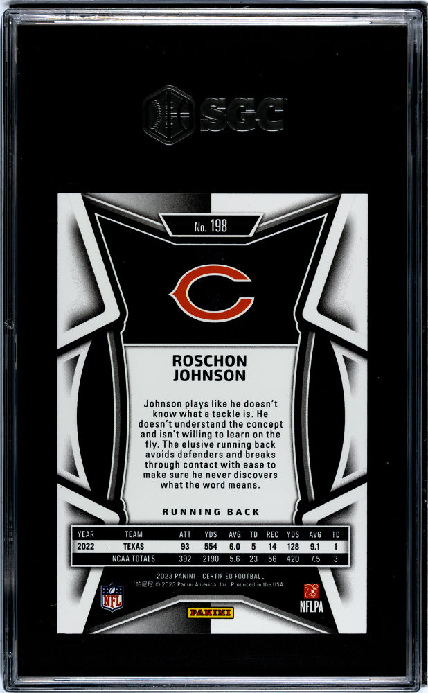 2023 Panini Certified #198 Roschon Johnson Mirror Blue 7/75 SGC 9.5
