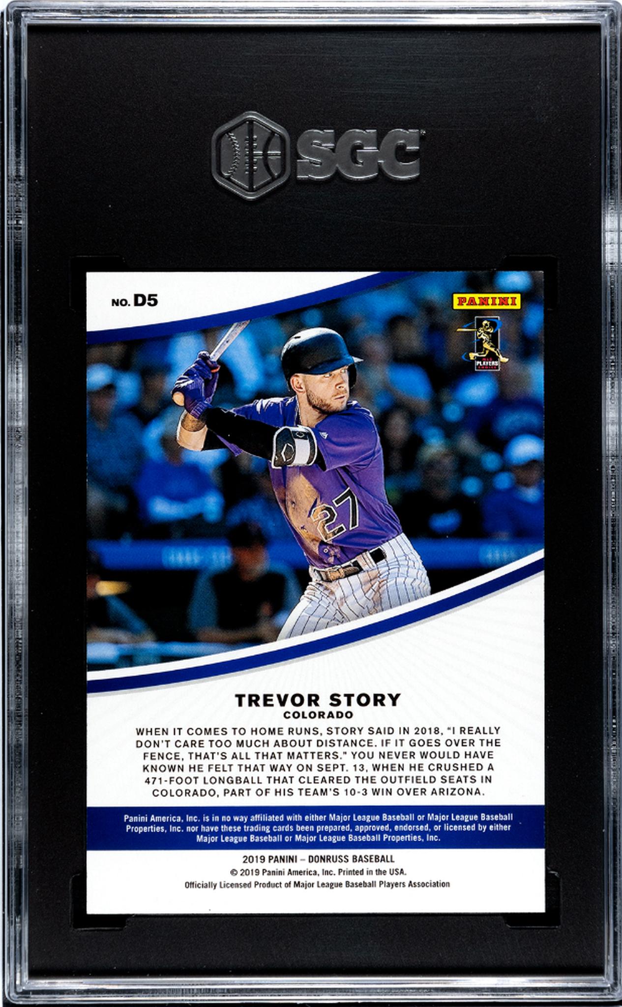 2019 Panini Donruss Dominators Bronze Trevor Story #D5 /349 SGC 10