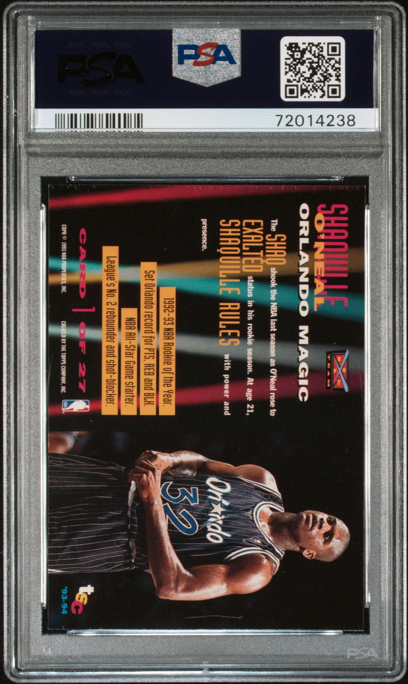 1993 Stadium Club Beam Team Shaquille O'Neal #1 PSA 7