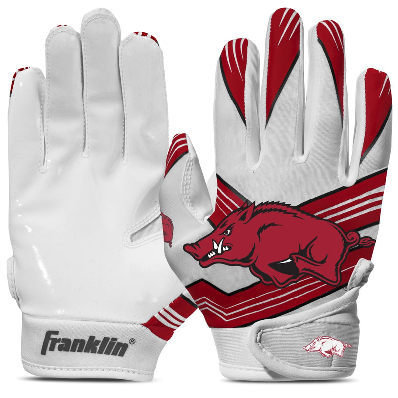 Franklin Sports NCAA Arkansas Kids Football Receiver Gloves - XS/S