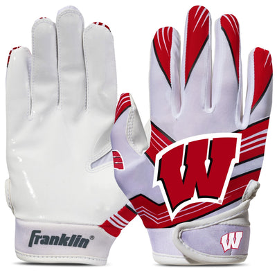 Franklin Sports NCAA Wisconsin Football Receiver Gloves - Youth XS/S
