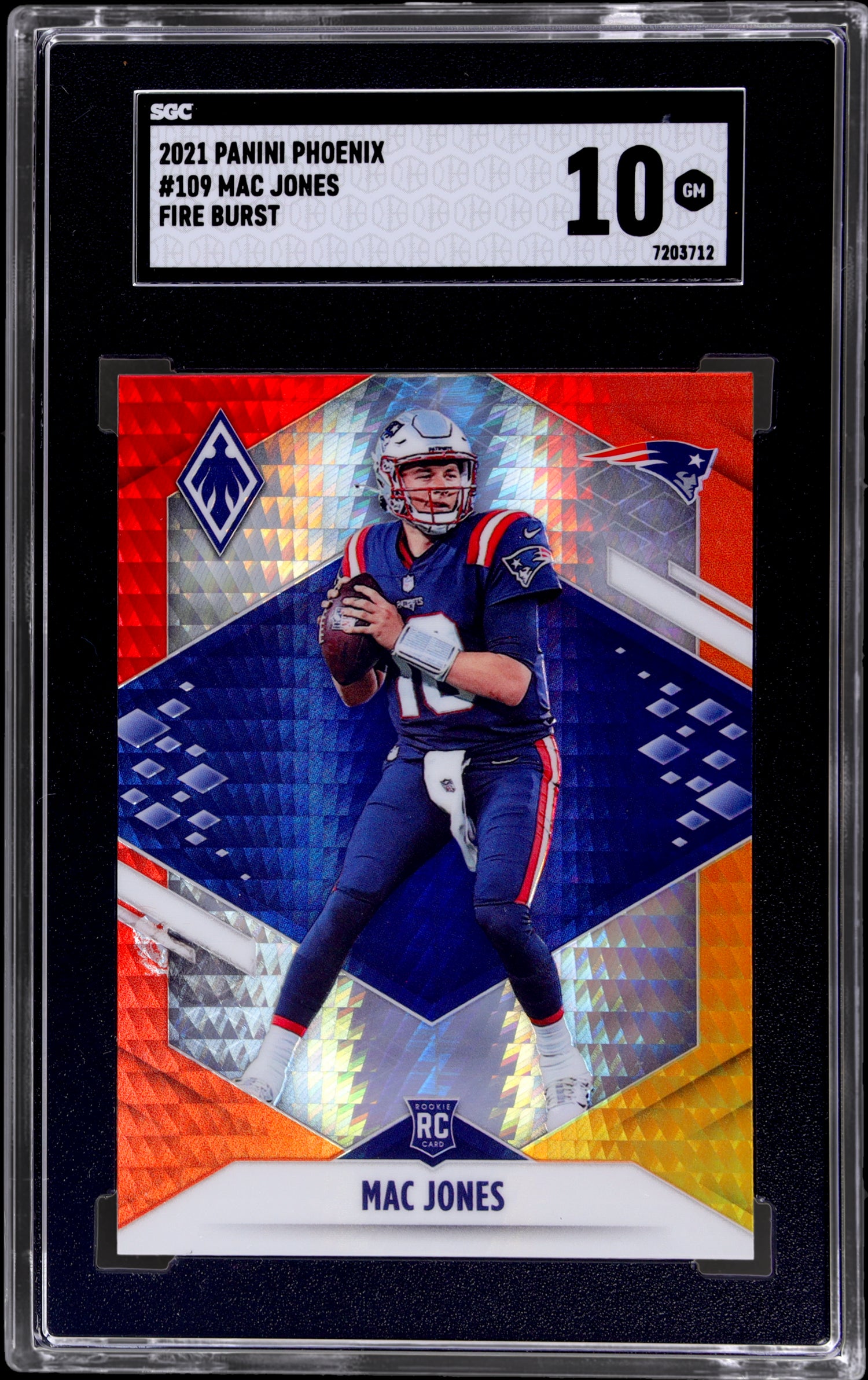 2021 Panini Phoenix Fire Burst Mac Jones #109 SGC 10 RC