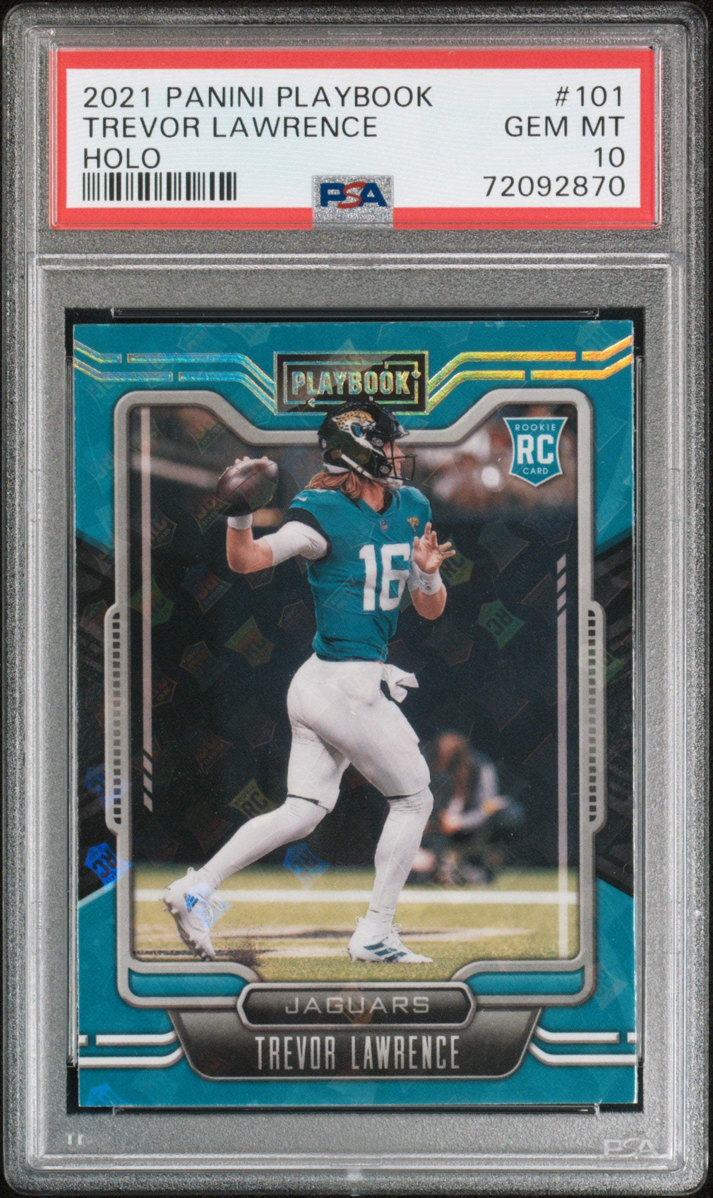 2021 Panini Playbook Holo Trevor Lawrence #101 RC PSA 10