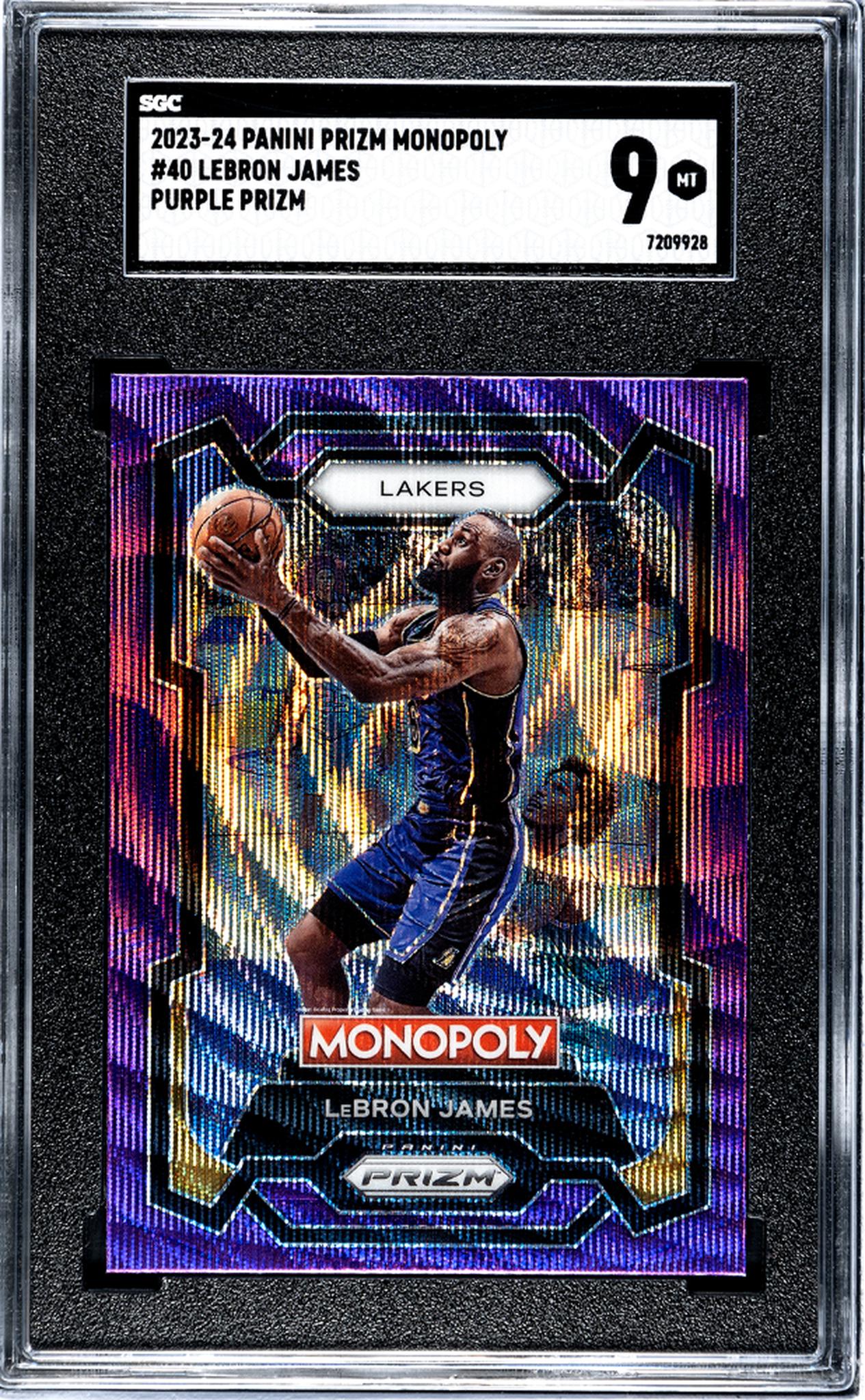 2023-24 Panini Prizm Monopoly #40 Lebron James Purple Prizm SGC 9