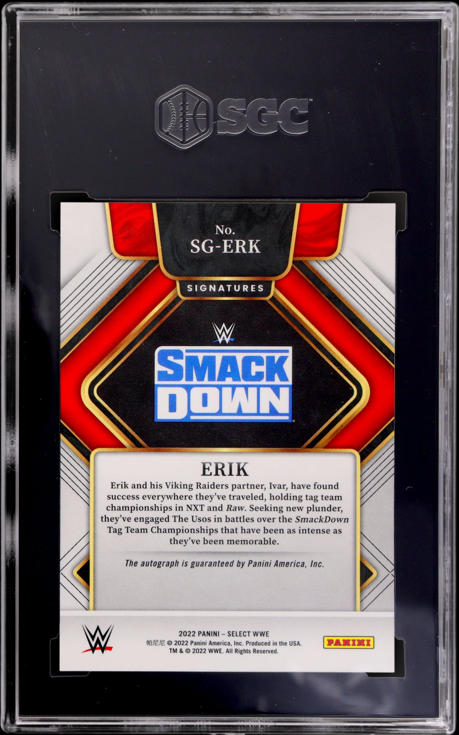 2022 Panini Select Wwe #SG-ERK Erik Sigs. SGC 10