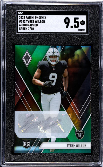 2023 Panini Phoenix Tyree Wilson #142 Green Auto /10 SGC 9.5