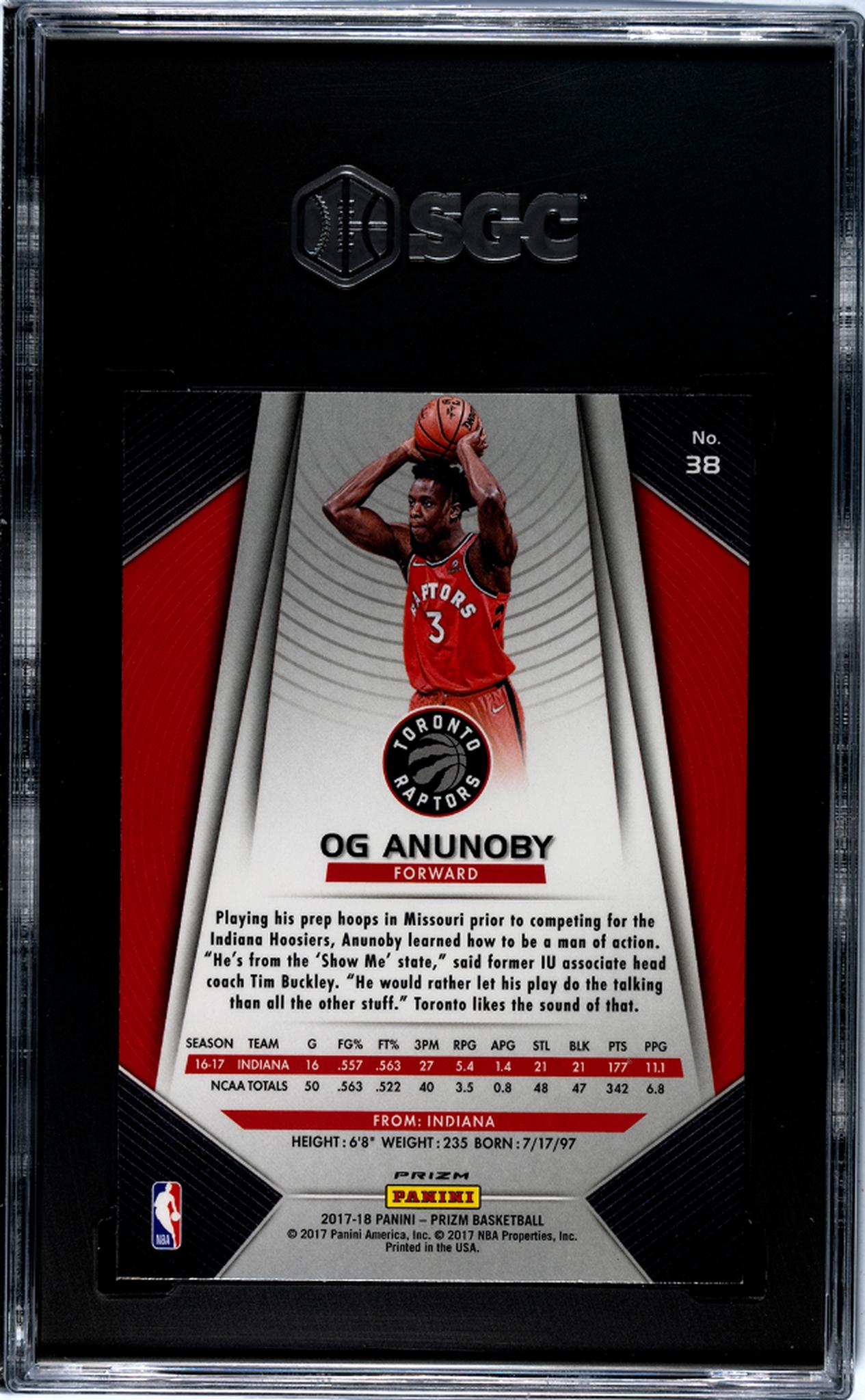 2017 Panini Prizm #38 OG Anunoby Red/White/Blue Rookie SGC 9