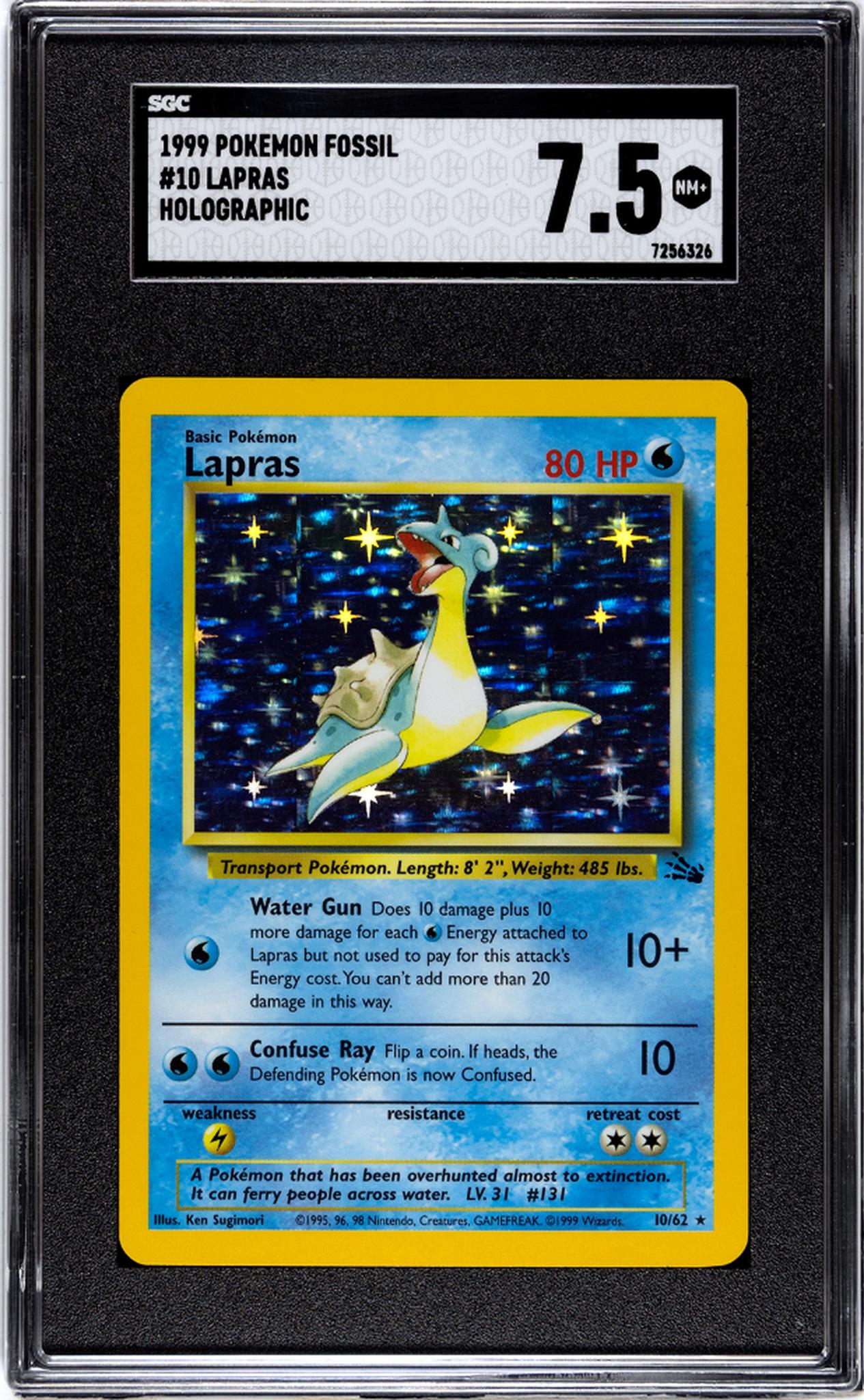 1999 Pokemon #10/62 Lapras Fossil SGC 7.5