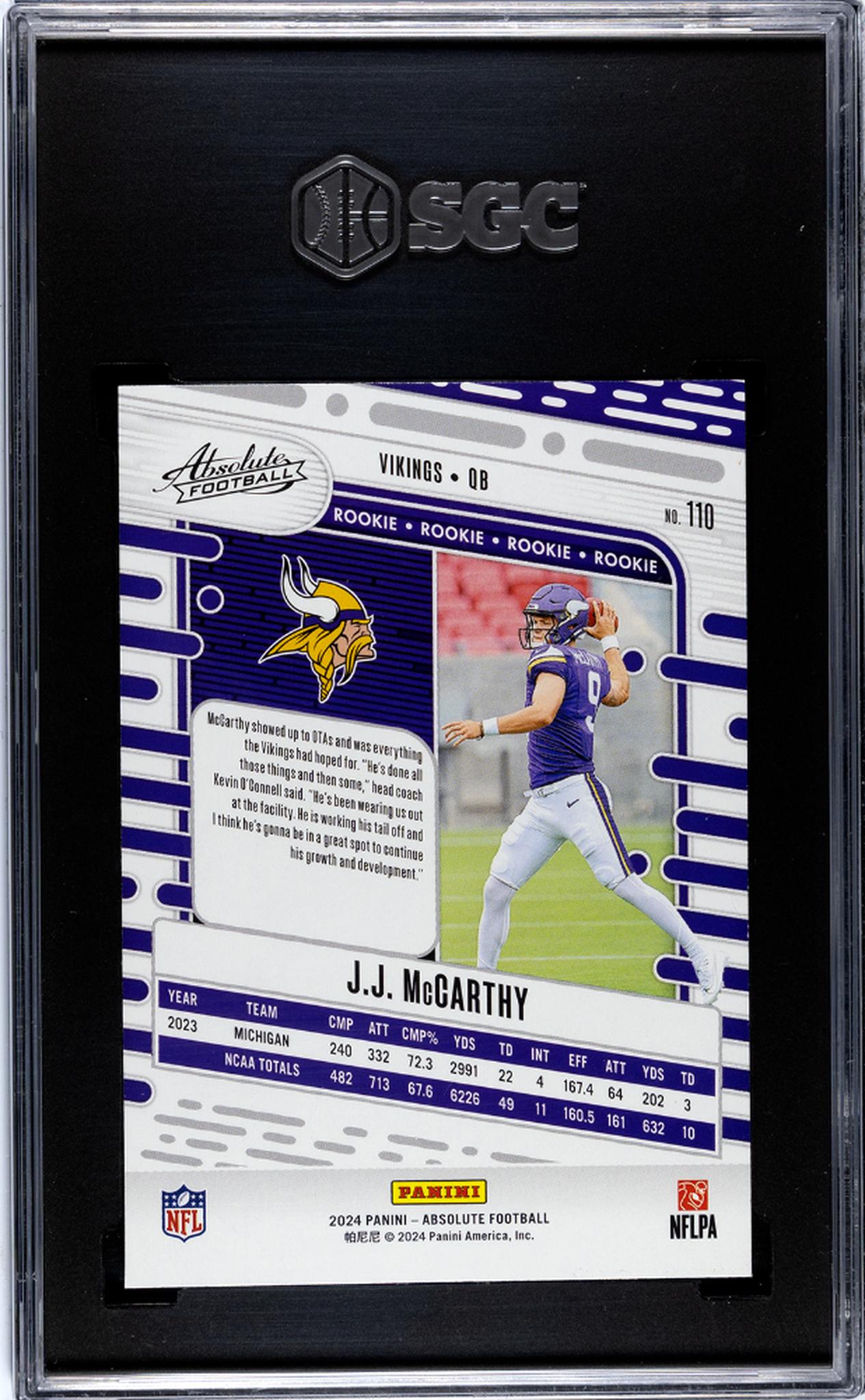 2024 Panini Absolute #110 Jj Mccarthy Retail SGC 9.5
