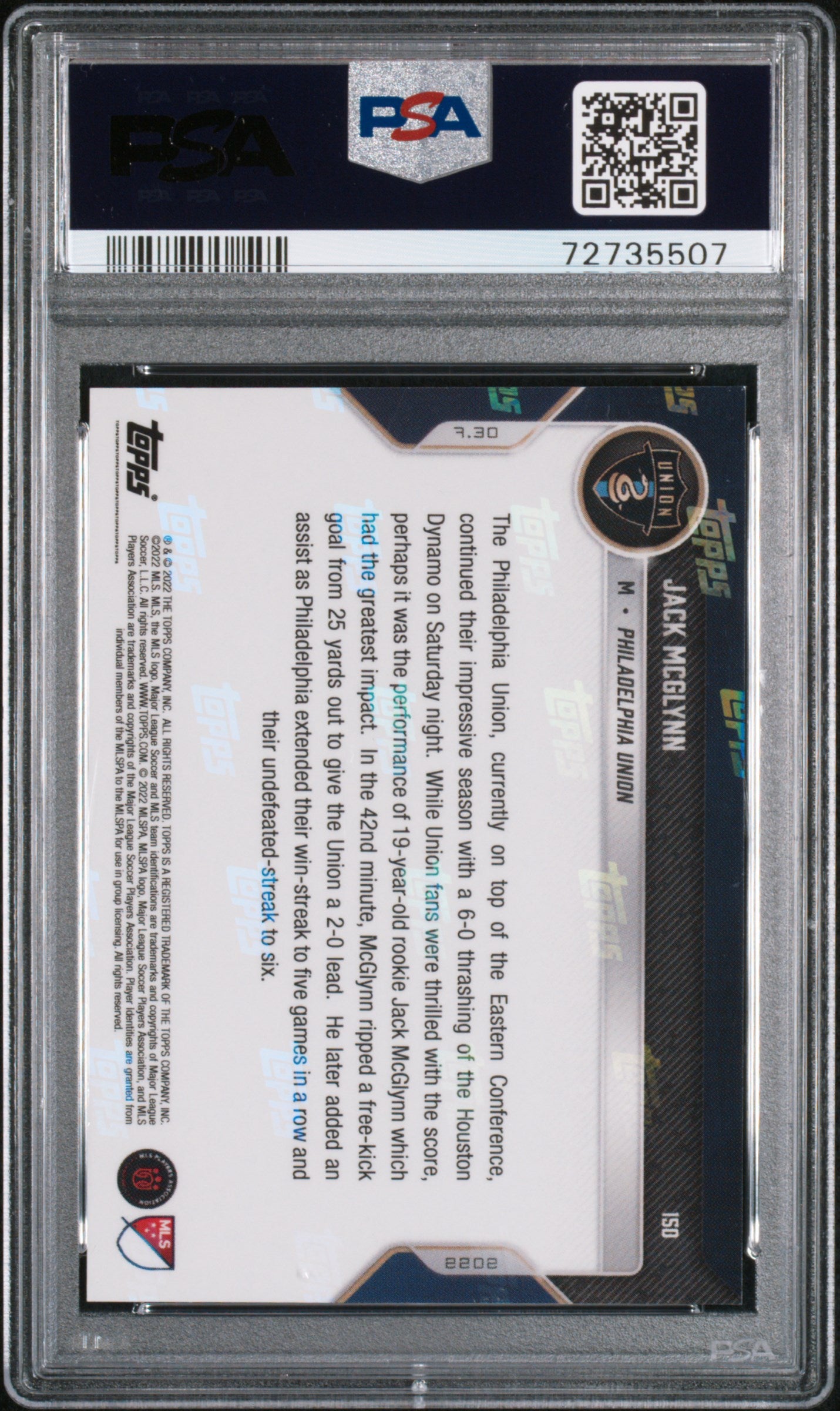 2022 Topps Now MLS Black Jack Mcglynn #150 /99 PSA 8