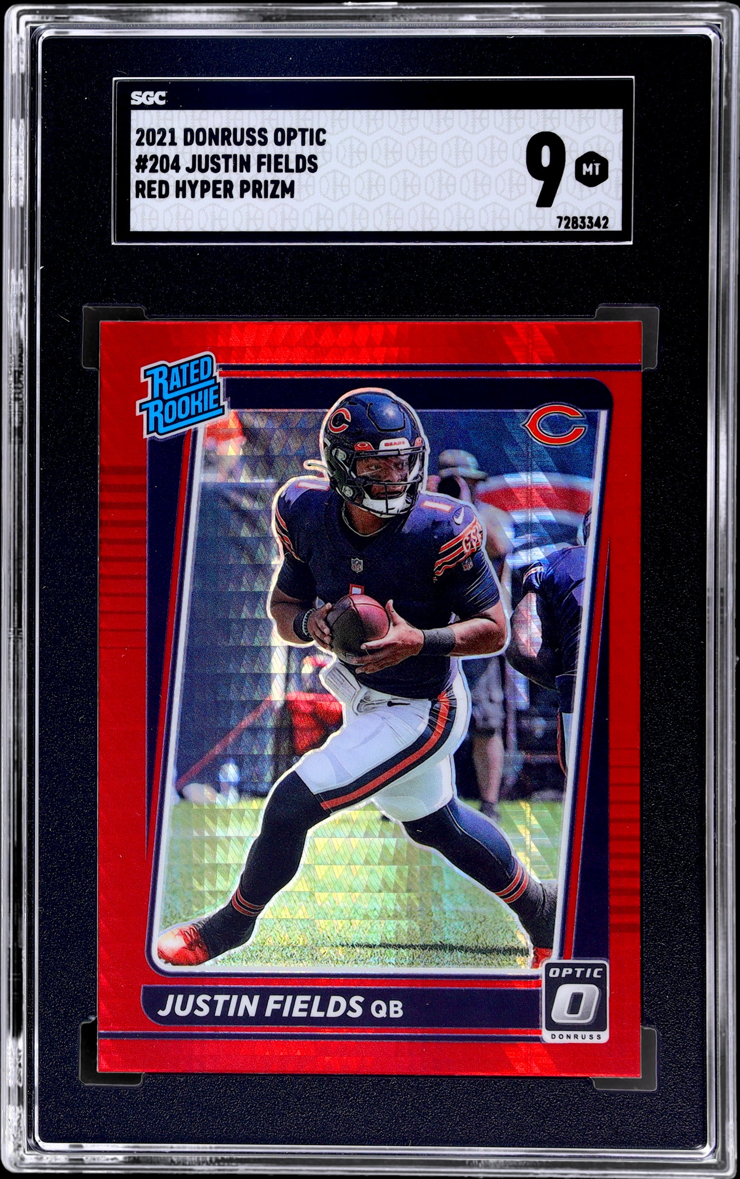 2021 Donruss Optic Red Hyper Prizm Justin Fields #204 RC SGC 9