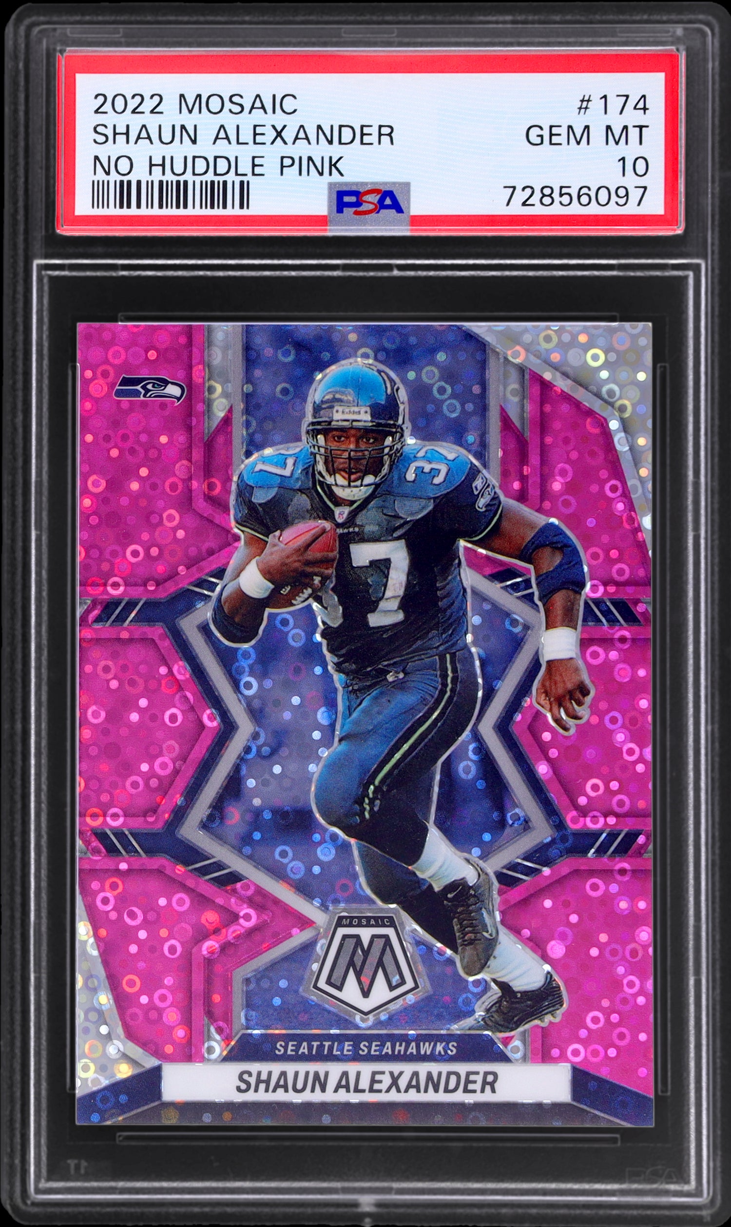 2022 Panini Mosaic No Huddle Pink Shaun Alexander #174 /20 PSA 10
