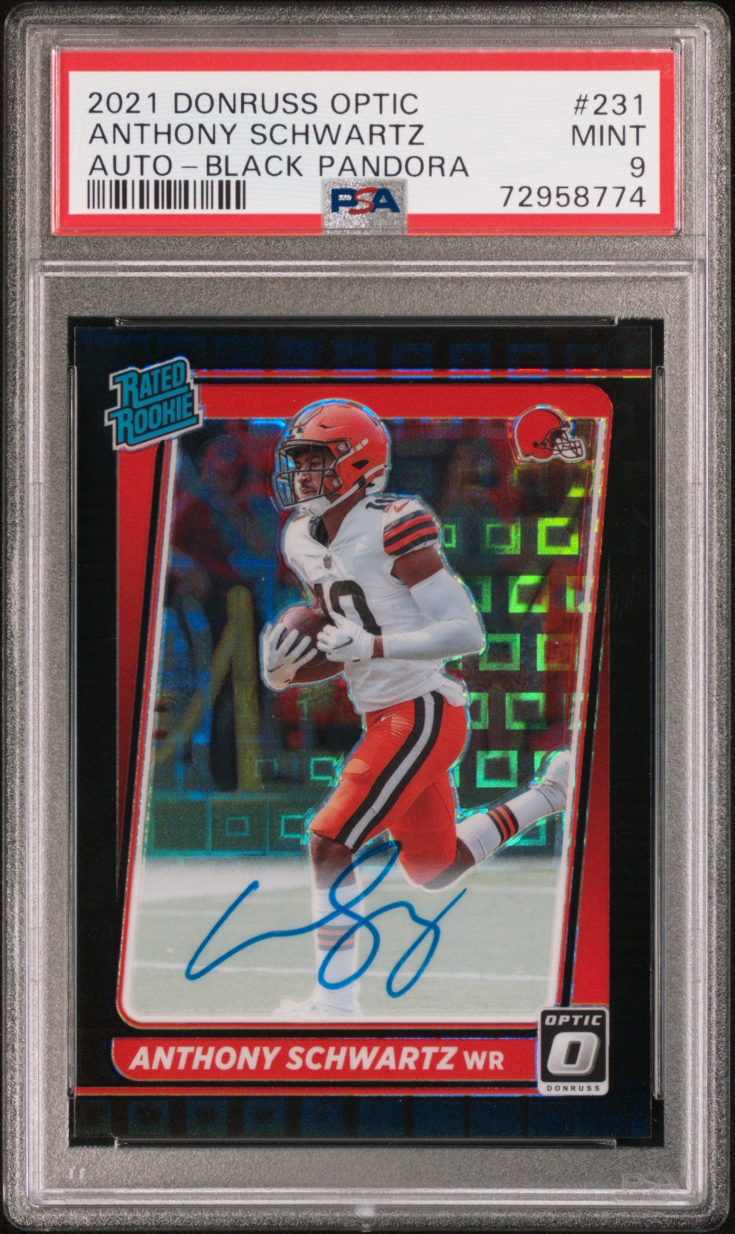 2021 Donruss Optic Black Pandora Anthony Schwartz #231 RC Auto /25 PSA 9