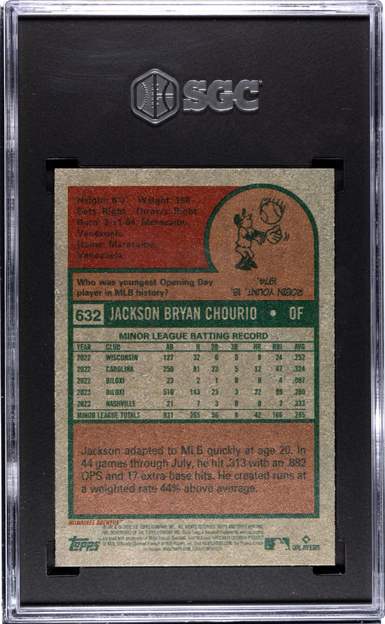 2024 Topps Heritage #632 Jackson Chourio SGC 9